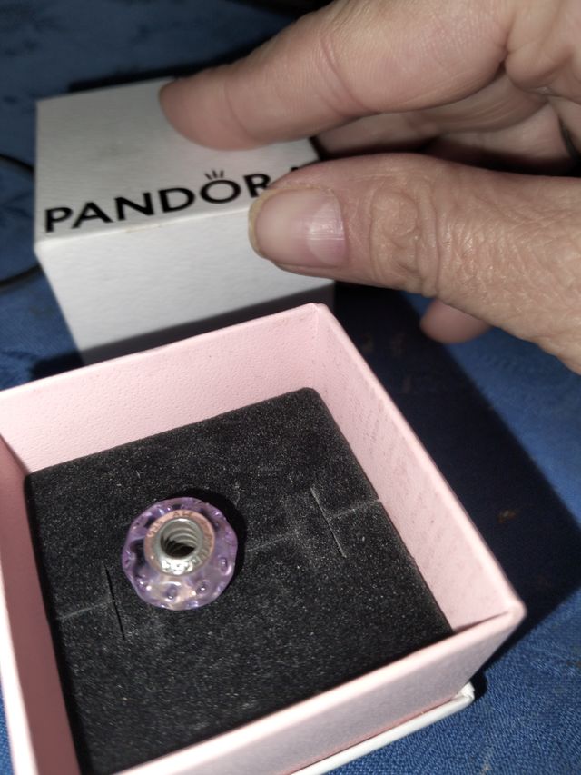Pandora Charm Cristal Murano Lila Plata