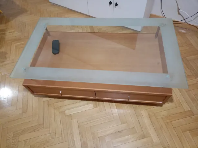 Mesa baja madera y cristal