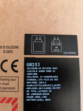 Portátil Asus G815J 18 16GB RAM 1TB SSD