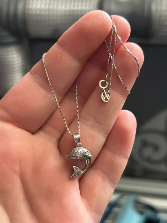 Collar con colgante delfín con circonita plata 925
