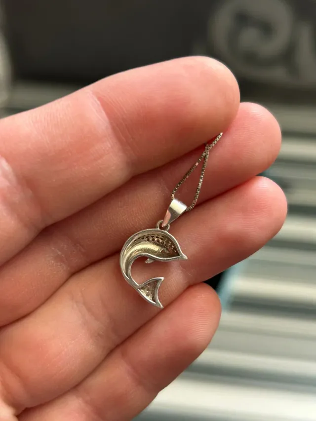 Collar con colgante delfín con circonita plata 925