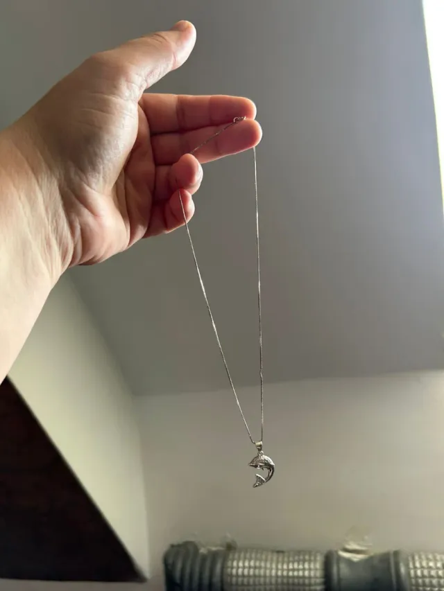 Collar con colgante delfín con circonita plata 925