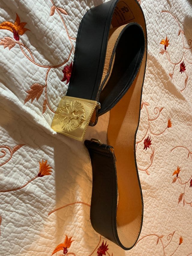 Cinturón Cuero Ejército Tierra Hebilla Dorada