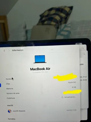 MacBook Air M3 Plata 13,6, 256 gb.