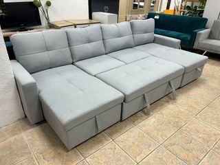 Sofá Modular U Gris con Doble Chaise Longue
