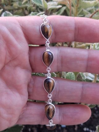 Pulsera de Ojo de Tigre en Plata Ley