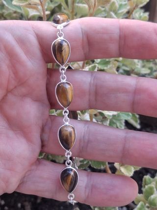 Pulsera de Ojo de Tigre en Plata Ley