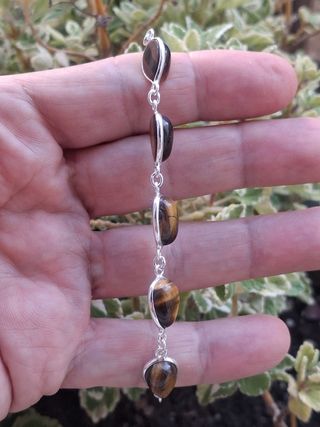 Pulsera de Ojo de Tigre en Plata Ley