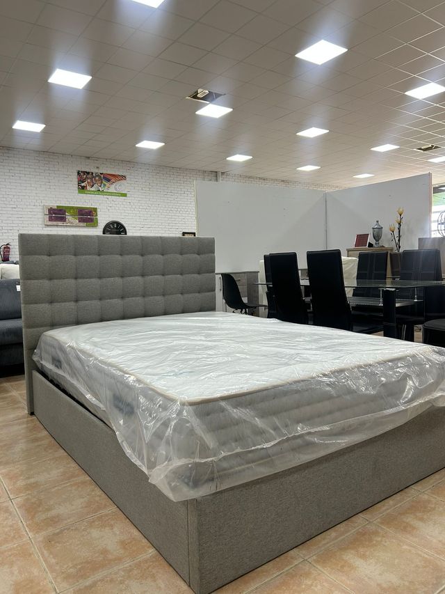 Cama Canape 150x190 + Cabezal Gris