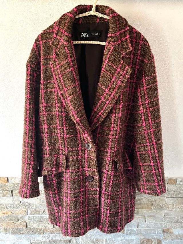 Cappotto Zara marrone e fucsia