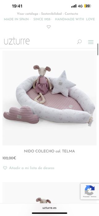 Nido colecho bebé recién nacido de marca UZTURRE