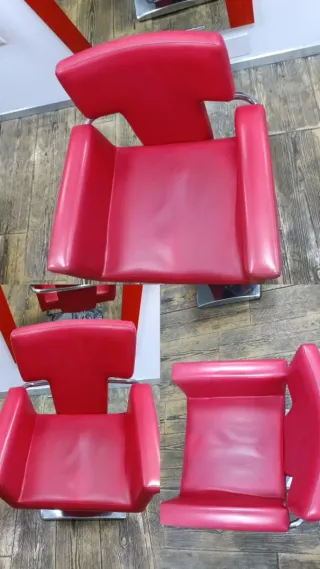 4 Sillones Peluquería Rojos