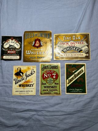 6 Etichette Vintage Jack Daniel's Whiskey