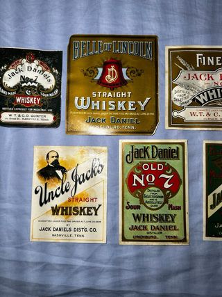 6 Etichette Vintage Jack Daniel's Whiskey