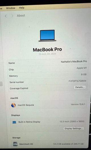MacBook Pro 13 M1 (2020) - 8GB 256GB SSD Plateado
