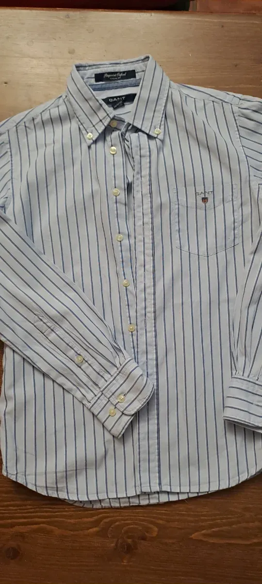 Camisa niño GANT rayas azul y blanco