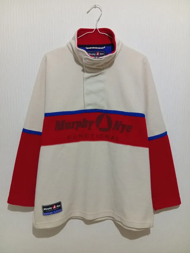 Felpa in pile Murphy & Nye beige e rossa Taglia L 