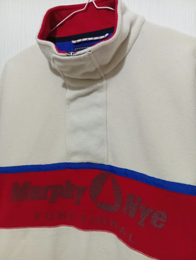 Felpa in pile Murphy & Nye beige e rossa Taglia L 