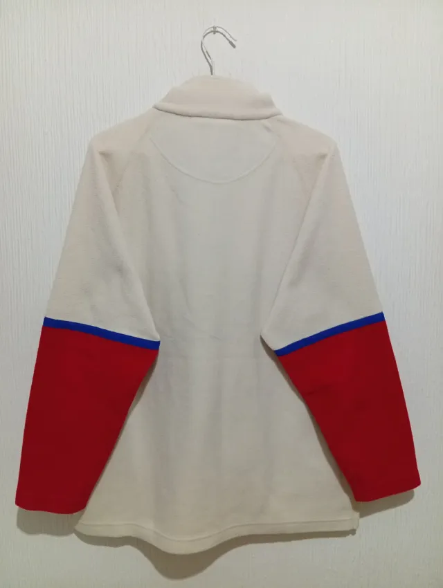 Felpa in pile Murphy & Nye beige e rossa Taglia L 