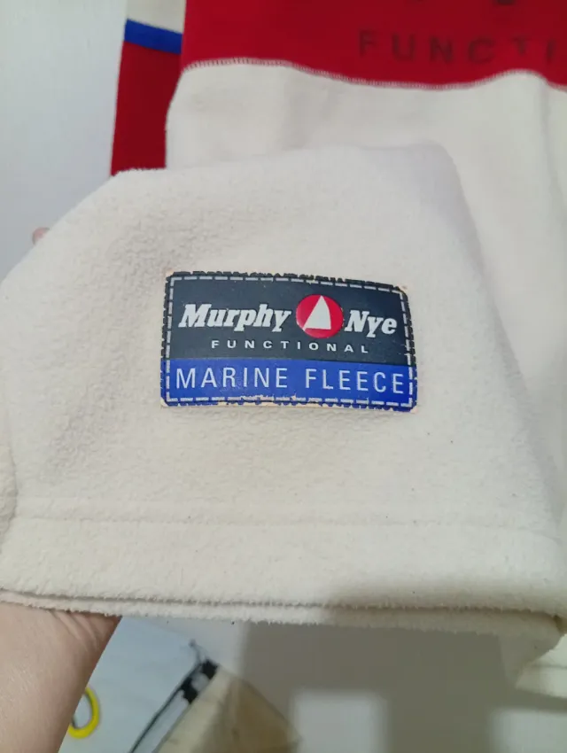 Felpa in pile Murphy & Nye beige e rossa Taglia L 