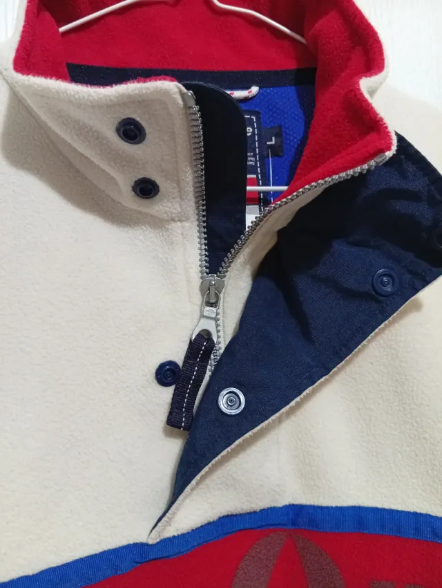 Felpa in pile Murphy & Nye beige e rossa Taglia L 