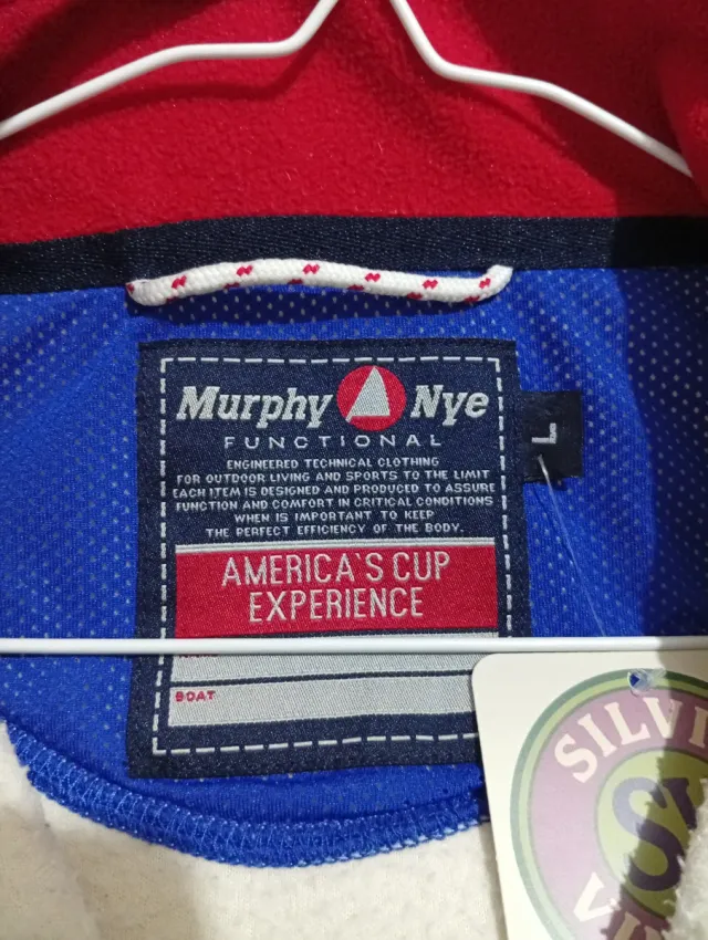 Felpa in pile Murphy & Nye beige e rossa Taglia L 