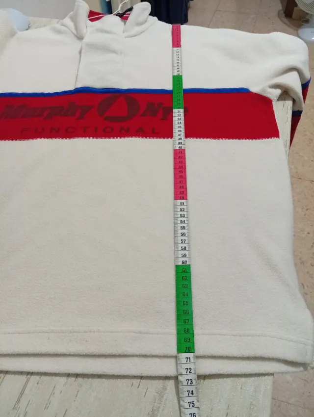 Felpa in pile Murphy & Nye beige e rossa Taglia L 