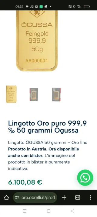 Oro 50g 24k Mario Villa Milano.