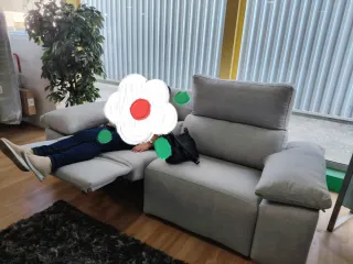 Sofá relax 2 plazas tela gris