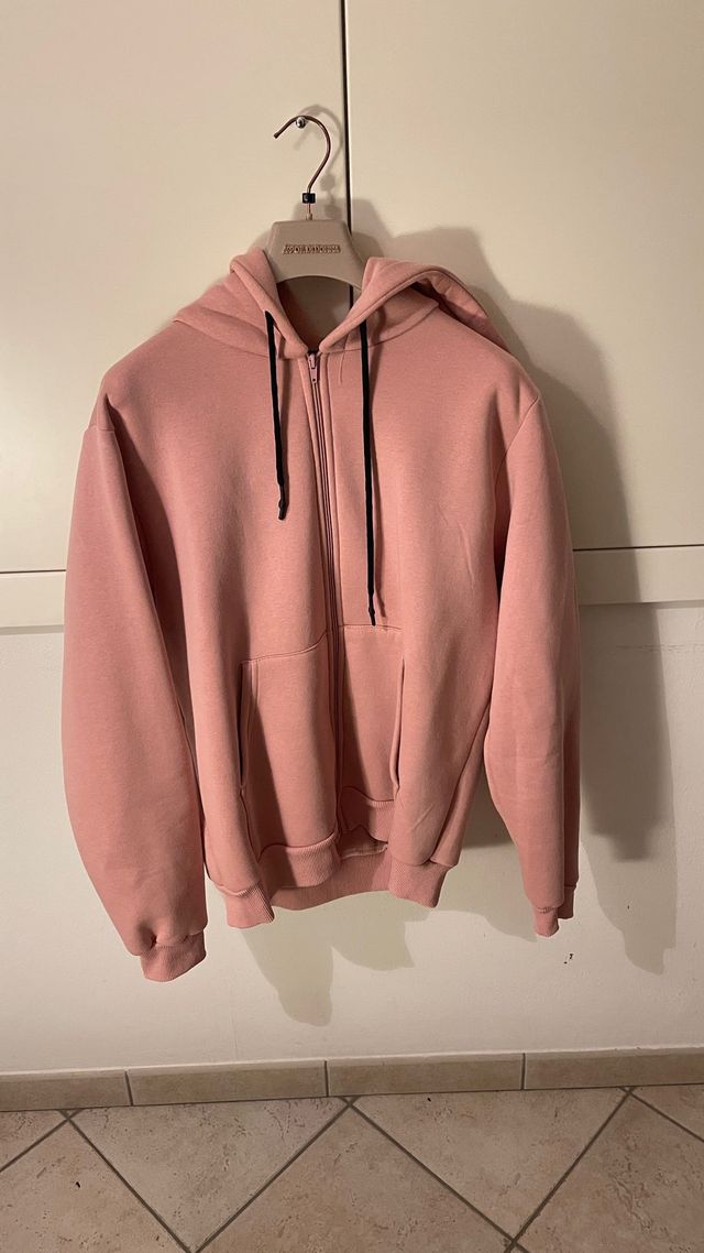 Felpa invernale con zip rosa