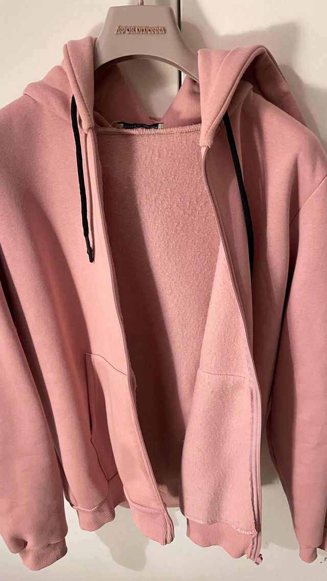 Felpa invernale con zip rosa