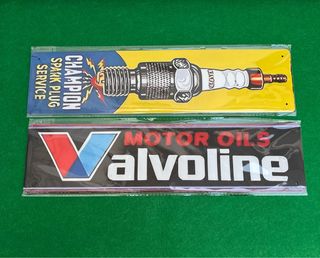 Placas metálicas Champion & Valvoline – 40x10 cm