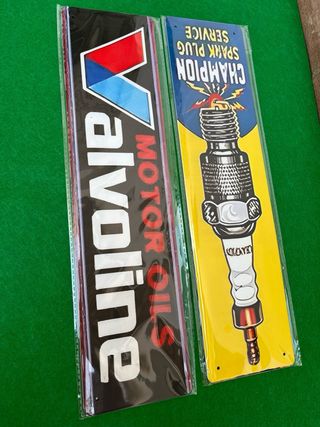 Placas metálicas Champion & Valvoline – 40x10 cm
