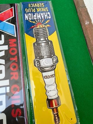 Placas metálicas Champion & Valvoline – 40x10 cm