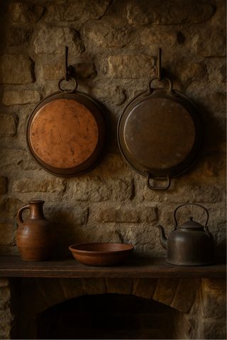 2 Antichi Paioli Padelle Rame Antico