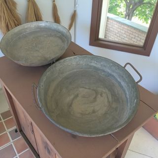 2 Antichi Paioli Padelle Rame Antico