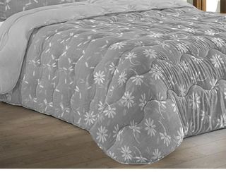 Eredón color gris con estampado de flores blancas