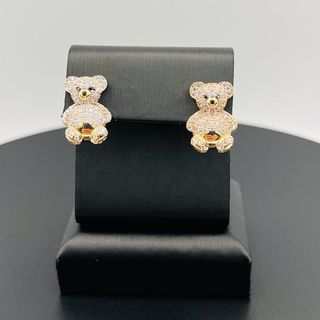 PENDIENTES OSO CON CIRCONITAS BLANCO 18K