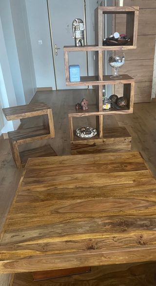 conjunto mesa,estantería y mesa auxili palisandro