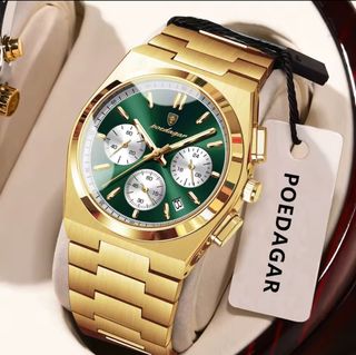 Reloj POEDAGAR Hombre Dorado y Verde