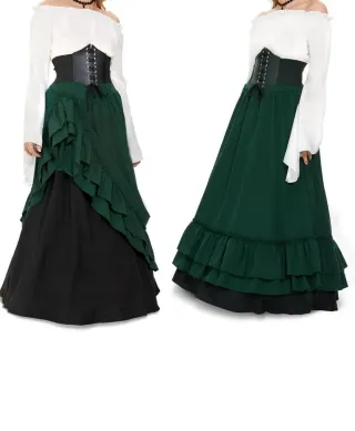 Disfraz Medieval Talla M 
 Verde , Negro y blanco 