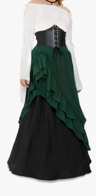 Disfraz Medieval Talla M 
 Verde , Negro y blanco 