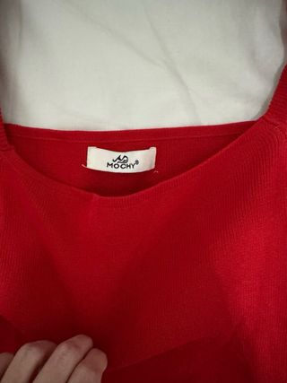 Top rojo mangas largas abullonadas
