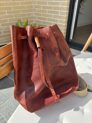 Mochila de piel  Adolfo Dominguez unisex marrón