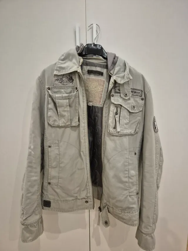 Chaqueta informal beige y gris Talla S