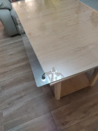 Mesa camilla rectangular cristal y madera