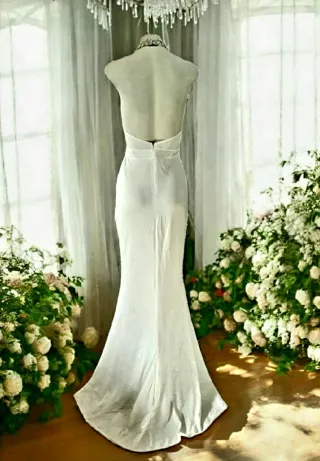 Vestido Novia Fiesta Halter Sirena