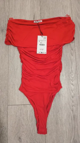 Body Zara Rojo Drapeado 