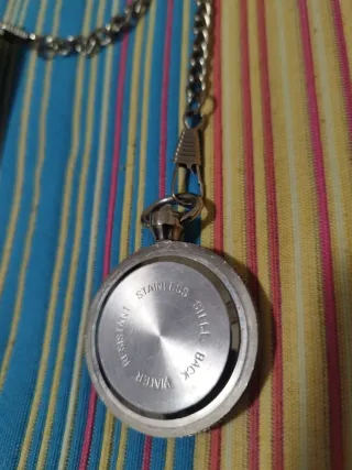 Reloj de bolsillo RUYLONG plateado con cadena