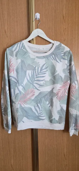 Sudadera Lefties Talla S Estampado Hojas